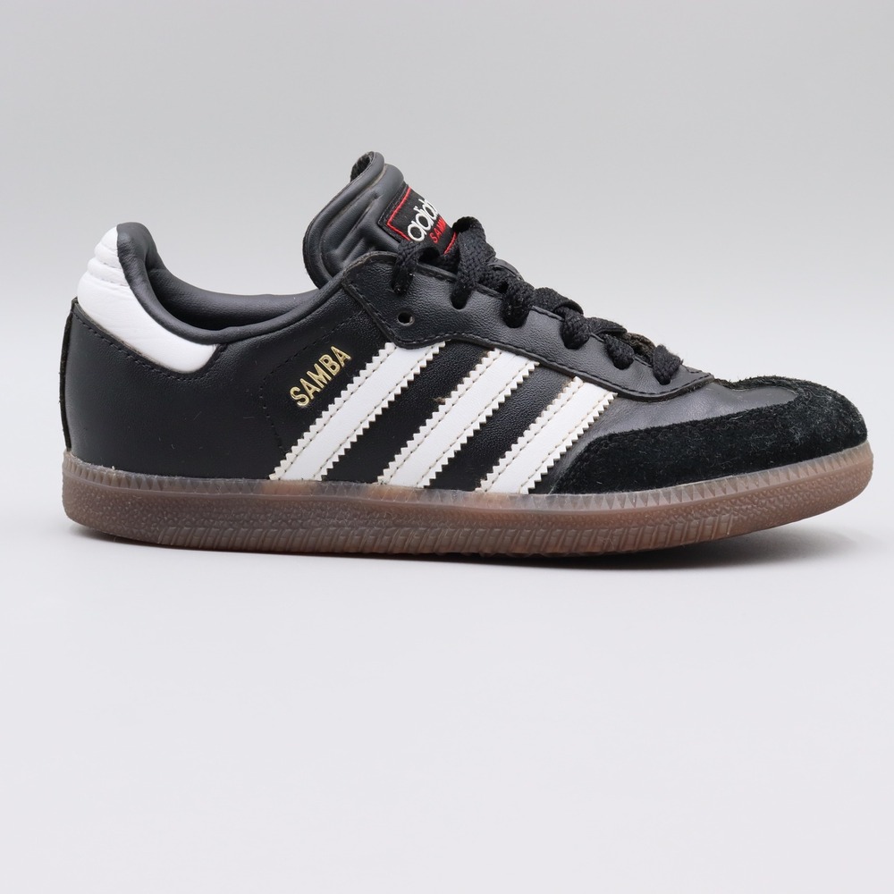 Adidas Samba Kids Sneakers Black White Gum Leather Suede Shoes IF1945 Size 2.5Y